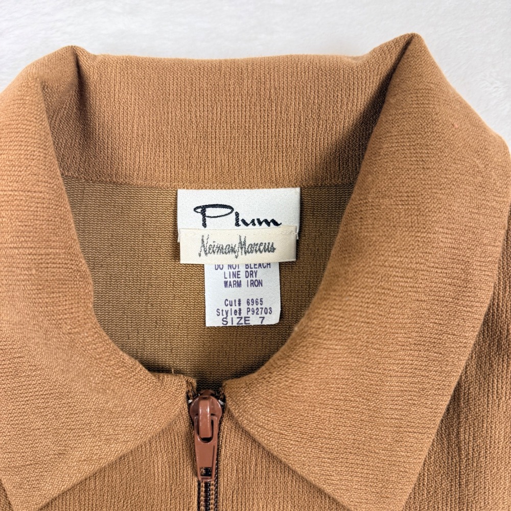 NWT Plum‎ Neiman Marcus Brown Zip Front Collared Jacket Girls Size 7 - Picture 2 of 7